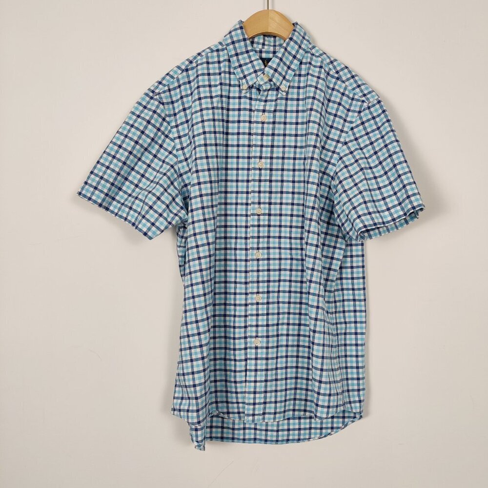 Ralph Lauren Men's Button Down Plaid Shirt in Blue White Size Large Classic Fit